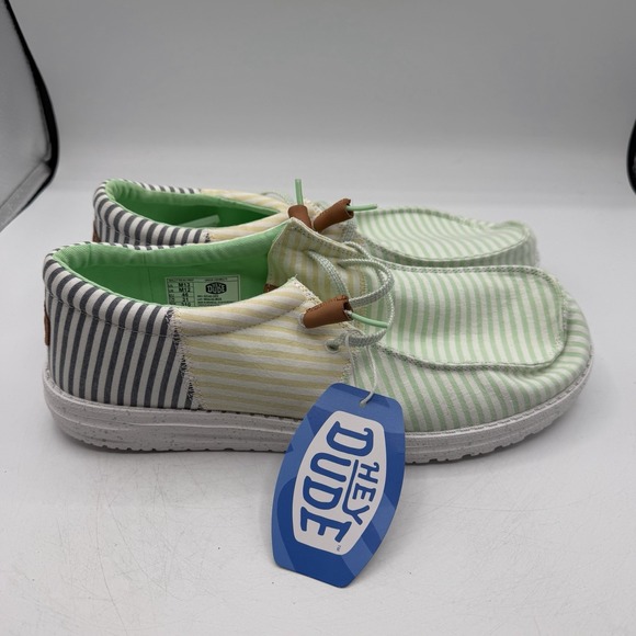 Hey Dude Wally Tri Nu Prep Shoes Mens Sz 13 Green Ash/Yellow SLip On Loafers NWT main image 7